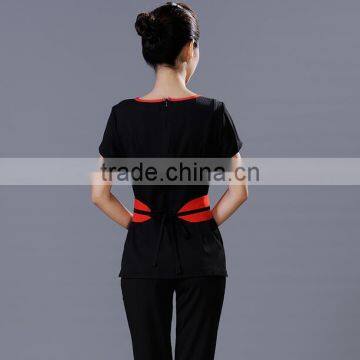 Custom Juqian Brand Chantilly Cotton and Polyester Mix Beauty SPA Uniform Suit photo-4