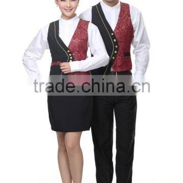 Juqian Custom 5 Start Summer Restaurant Manager Hotel Waiter Receptionist Uniform Designs With Embroidery Vest photo-3