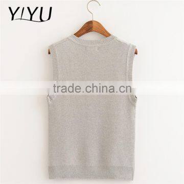 Custom Girl Grey Geometric Knit School Uniform Sweater Vest photo-4