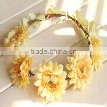 Wholesale Artifical Flora Bridal Headband Sunflower Head Wreath photo-3