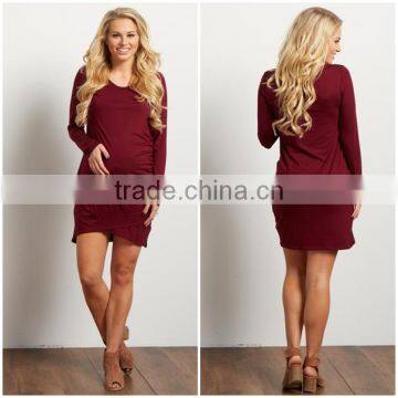 New Collection Fashion Long Sleeve Side Ruched Wholesale Maternity Clothes