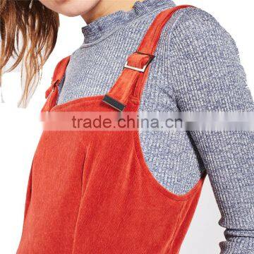 2017 OEM Spring Women Adjustable Burnt Orange Cord Pinafore Dress