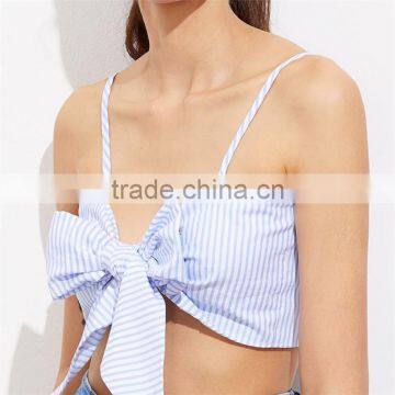 CUTE Self Bow Blue Top, Ladies Newest Design Tank Top photo-6