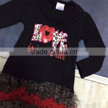 2016 New V-days Design Valentine's Day Dress Girls Kids "Love" Long Sleeves Ruffle Party Dress With Matching Accessories Set photo-3