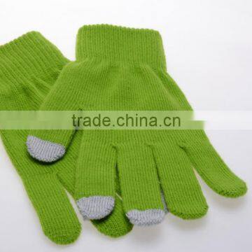China Manufacturers coustom green color touch screen gloves