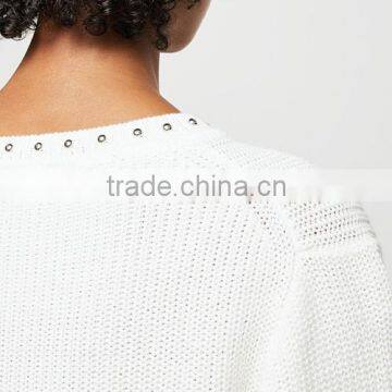 Women's Latest Design Round Collar Long Sleeve Cashmere Sweater With Wholelsale Price photo-6