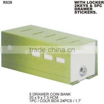 (R539) 5 DRAWER COIN BANK