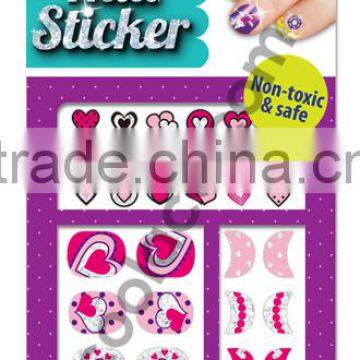 Kid Glitter 3D Nail sticker Heart Nail tattoo stickers