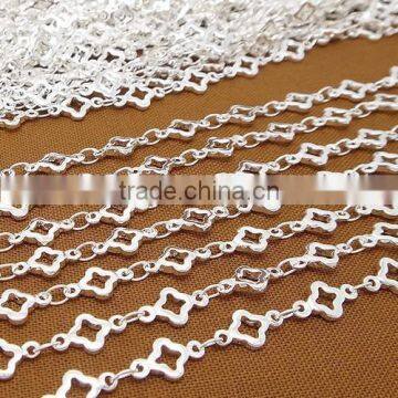 Silver Tone Flower Chain Copper Link Chain For Jewelry Diy