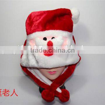 Santa Claus Plush Warm Hat Cartoon Animal Cap Earmuff With Ear Poms