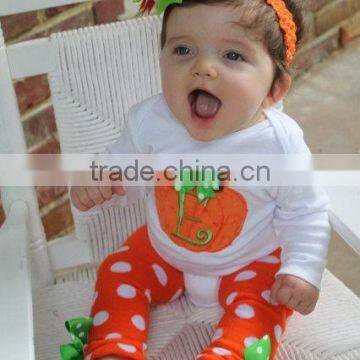 Halloween pumpkin embroidery custom cotton baby romper