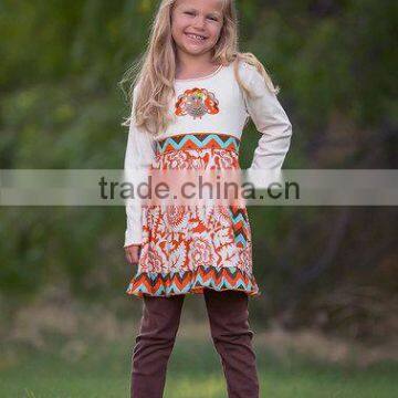 thanksgiving fall little gril qute floral printing set children boutique outfit