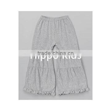 Cotton gray ruffle pants new pants design for girl wholesale kids palazzo pants