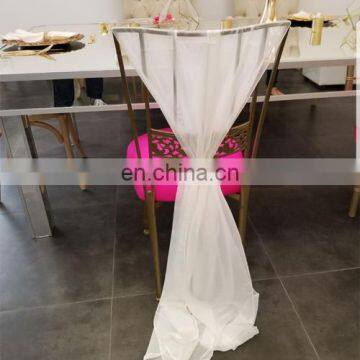 Chiffon Ruffled Wedding Chair Cover Sash With Hood