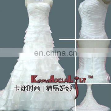 EB954 Mermaid organza multi-layer Wedding dress close fitting bodice braidemaid dress