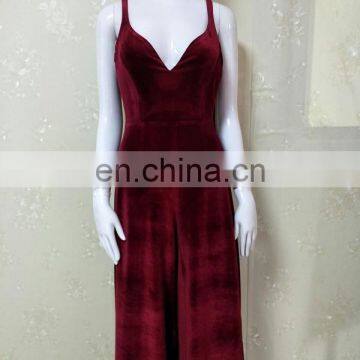 Women Dresses Spaghetti Strap Burgundy Velvet Modern Vintage Sexy Maxi Prom Party Dresses photo-4