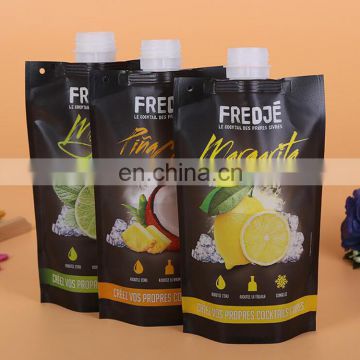 Custom cheap price food grade juice/wine/milk packaging spout pouch stand up pouch with spout