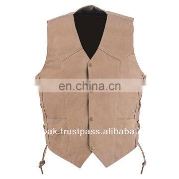 HMB-4910A LEATHER BIKER COWHIDE MEN VESTS BROWN VEST COAT JACKET