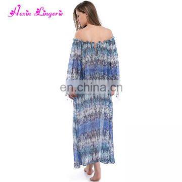 Wholesale Long Sex Off Shoulder Long Sleeve Women Beach Dress photo-2