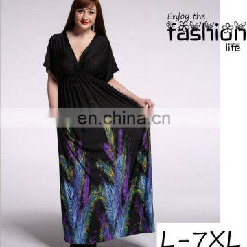 5024# Elegant Fashion Summer Long Floral Printed Maxi Dresses Casual Beach Lady Bohemian Dress Boho Style Sundress Plus Size photo-3