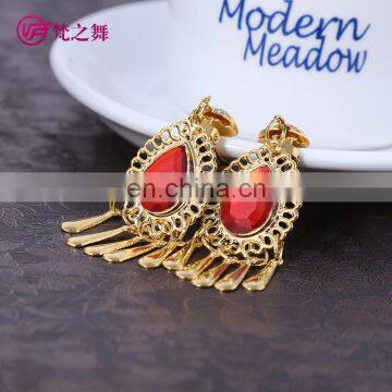 P-9084 New arrival Tribal indian red diamond women belly dance earrings jewelry accessory