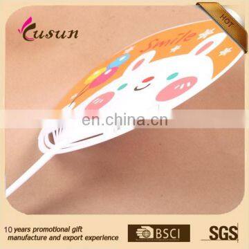 Newest various type cartoon design adhesive sticker and paper sticker round shape promotion plastic fan with handle