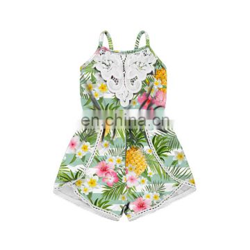 Colorful Girl Toddler Baby embroider Romper Clothes gallus Floral printing Romper