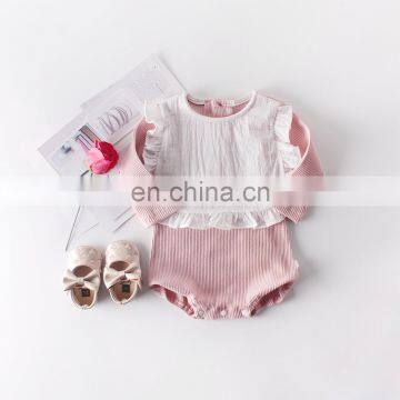 Button style infant baby jumpsuit ribbed cotton soft baby cotton romper