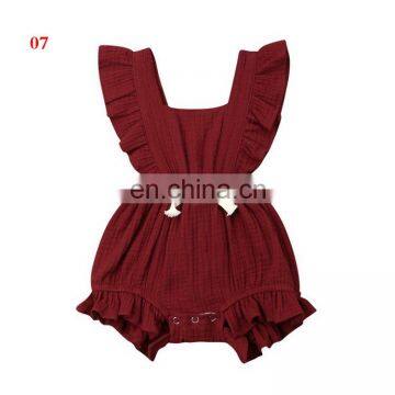 2019 Summer New Design Baby Girl Summer Romper Bodysuits Cotton Flutter Sleeve Romper Outfits Clothes photo-3