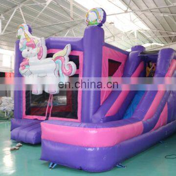 Unicorn Themed Bounce House Bouncy Jumping Castle Bouncer Kids Playhouse Inflatable Bouncer Combo With Slides photo-3