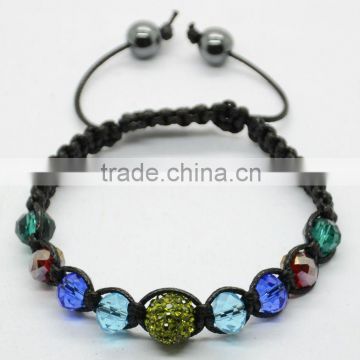 multicolor shamballa bracelet with crystal ball