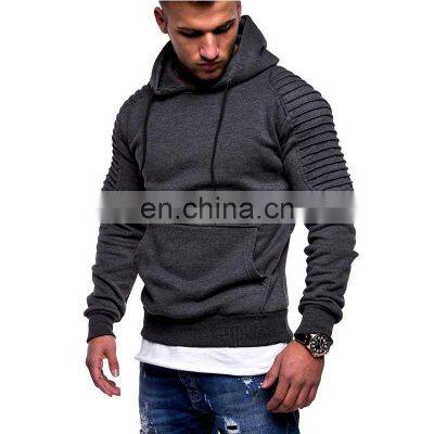 Wholesale custom new men's pullover sweater striped pleated raglan sleeve hoodie S-3XL