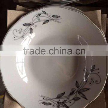 Porcelain Soup Palte With Cut Edge Shape Supply for BANGLADESH Ceramic Soup Palte With Decal and Line photo-4