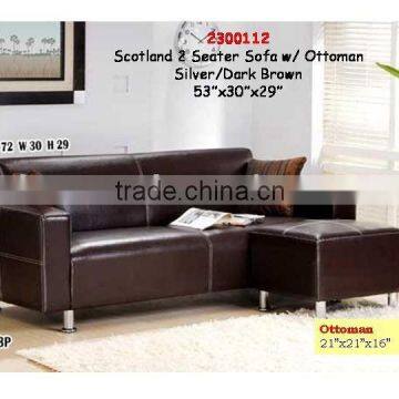 Elegant Leather Corner Sofa with Stool