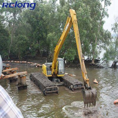 Amphibious Excavator With Floating Undercarriage Pontoon Diggers in Water photo-3