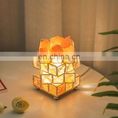 INS Rubik'S Cube Crystal Lamp Powder Ore Ambient Light Natural Crystals Lampara De Cristal Bedside Hotel Table Lamp