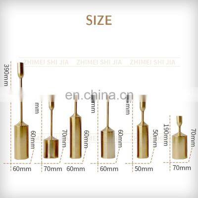 Gold Unique House Luxury Fancy Iron Tall Long Stem Modern Nordic Metal Candle Holder photo-2