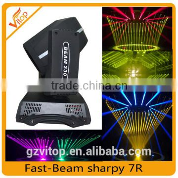 Newest super brightness mini 230W 7r sharpy beam moving head stage light