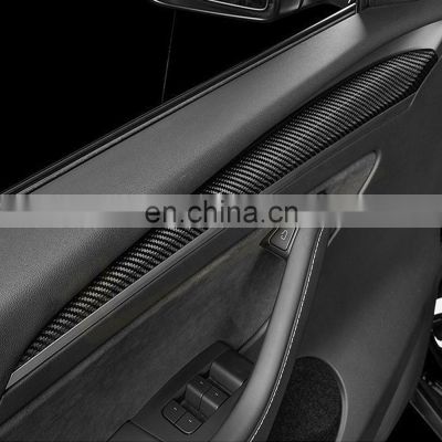 Hansshow Model 3 Y Autoclave Real Dry Carbon Fiber Inner Front Door Panel Trim for Tesla Model 3/ Y Molding Trim Cover