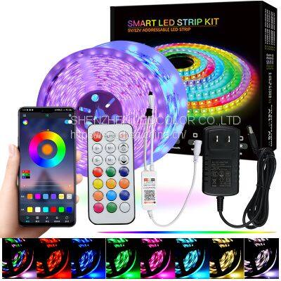 Customized SMD5050 10m Long WS2811 Digital Rgb LED Strip Kit LC8806 Waterproof RGB 24key LED Strip Kit