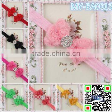 Custom glitter wholesale fabric rose flower hair bows MY-BA0013