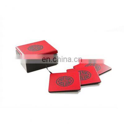 Traditional High Quality MDF Lacquer Coaster Set Custom Design Drink Cup Coaster Set For Table Decor Wholesale photo-2