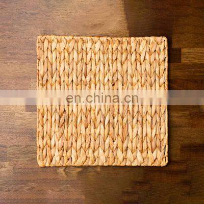 Vintage Handmade Square Woven Water Hyacinth Placemat Best Seller Wall Basket Decor Basket Wholesale