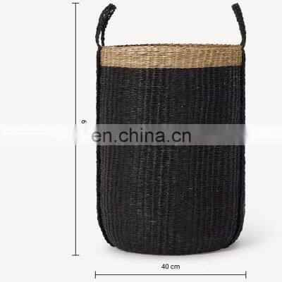 Black Seagrass Laundry Basket With Carring Handle Customized Color Hot Deals Hamper Storage Basket Wholesale