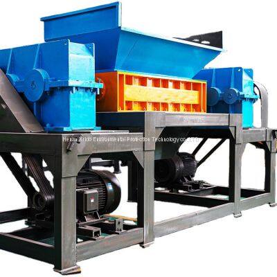 Double shaft rubber tyre tire shredding machine Waste scrap Crusher Plastic iron Aluminum metal small tire shredder