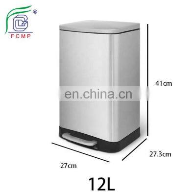 Top Quality Stainless Steel garbage bin hotel Rectangular Pedal Decorative customized logo Trash can