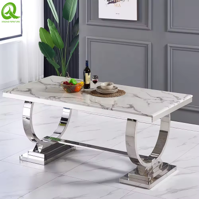 Wholesale Elegant Shining Luxury Stainless Steel Hotel Restaurant Dining Banquet Rectangle Table photo-2