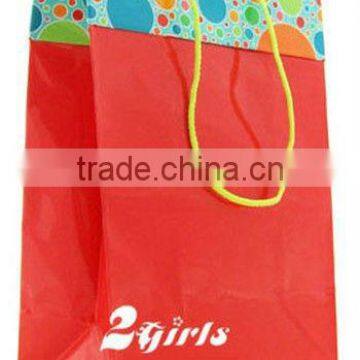 custom printed paper bag MOQ with handle, gloss lamination shopping bags