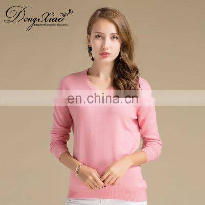 Custom Plain Knitted Basic V Neck Pullover Women Cashmere Sweater photo-4