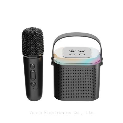 New Released MINI Portable Karaoke Speaker With Mic Bluetooth And Wireless Microphone Colorful RGB LED lights for Kids